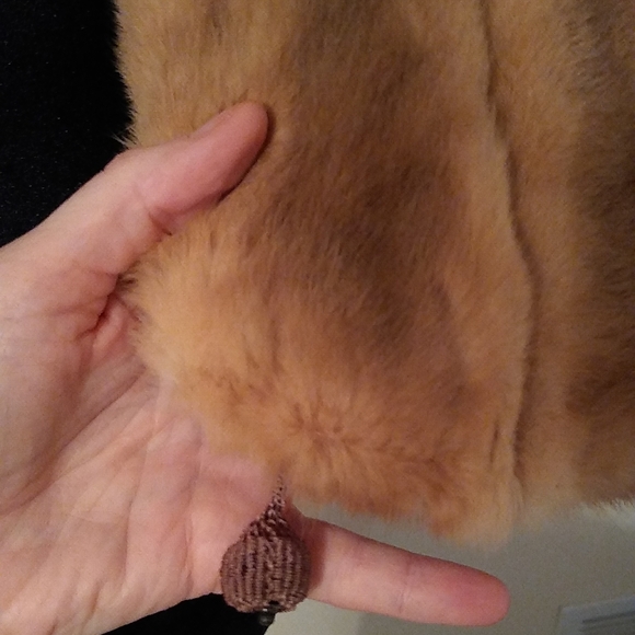 Mink fur wrap, cape, blonde color vintage - Picture 3 of 9